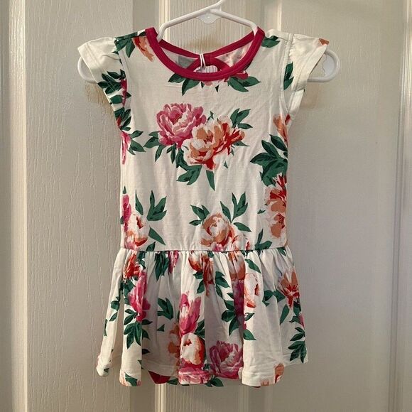 Free Birdees Peonies Twirling Bodysuit Dress Bamboo Girls Size 3-6 Months NWT - Picture 1 of 14